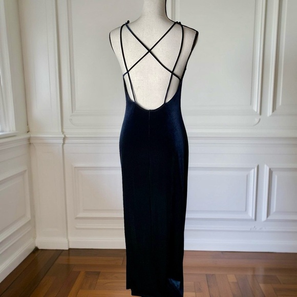 Vintage royal blue Velvet,slinky,slip dress,Y2K,Maxi,
beaded,embellished,lovely - Picture 4 of 7